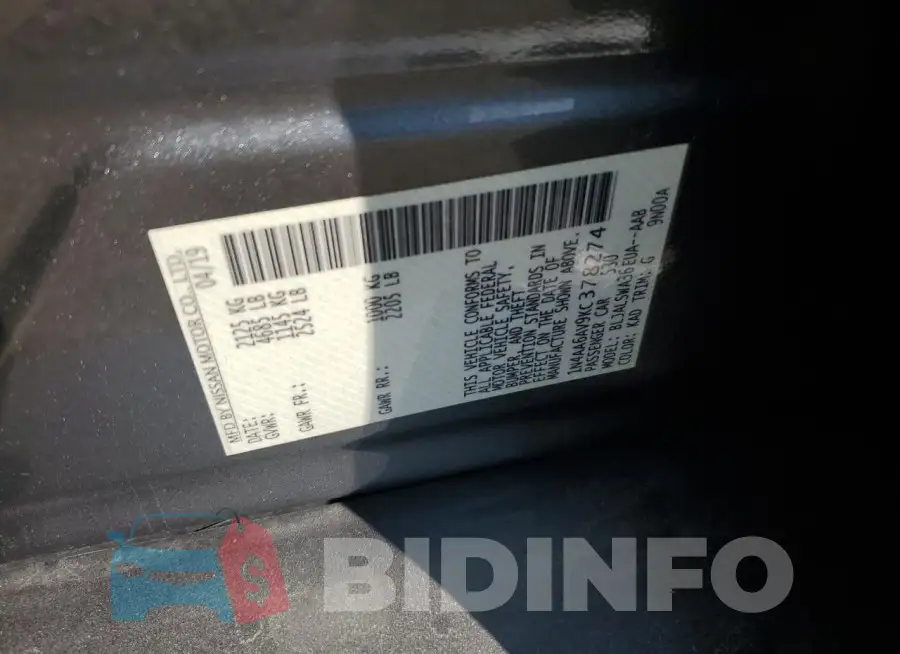 1N4AA6AV9KC378274 Photo# 12