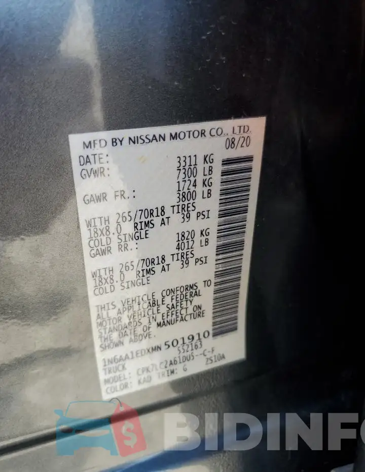 1N6AA1EDXMN501910 Photo# 12