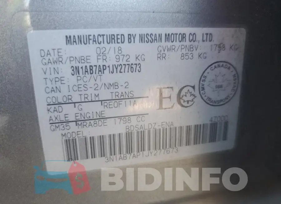 3N1AB7AP1JY277673 Photo# 12