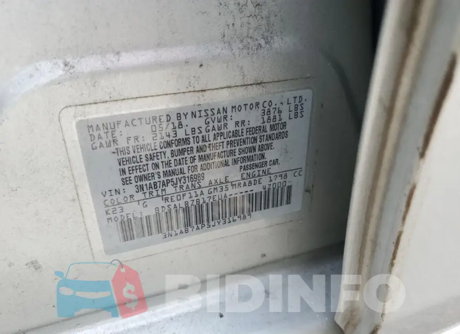 3N1AB7AP5JY316989 Photo# 12
