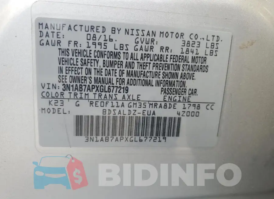 3N1AB7APXGL677219 Photo# 12