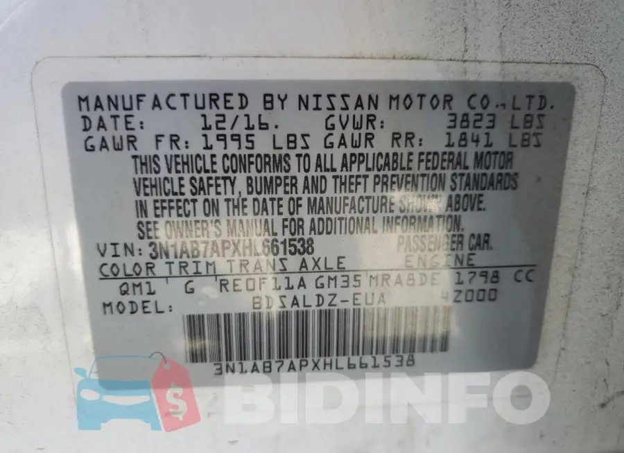 3N1AB7APXHL661538 Photo# 12