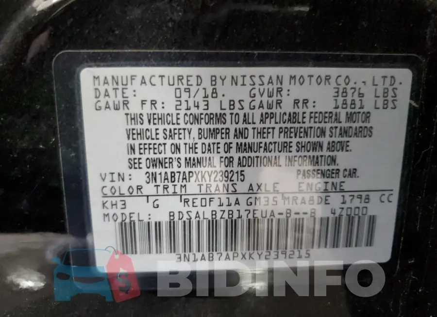 3N1AB7APXKY239215 Photo# 12