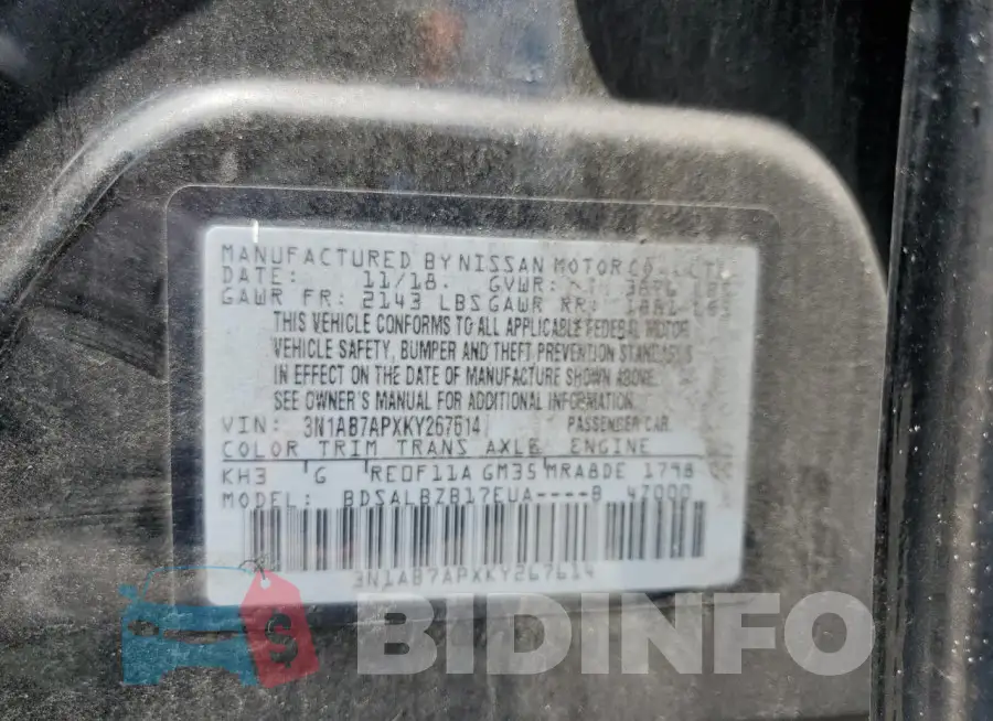 3N1AB7APXKY267614 Photo# 12