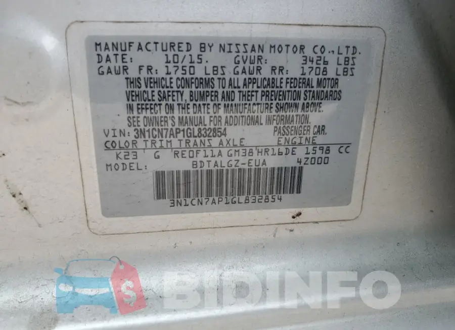 3N1CN7AP1GL832854 Photo# 12