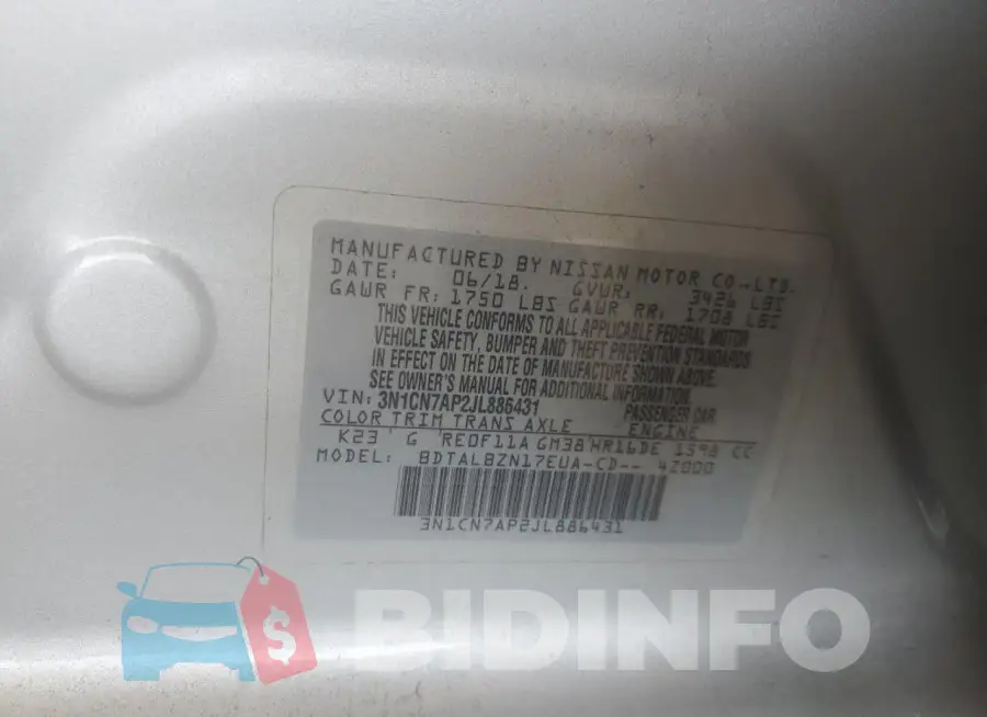 3N1CN7AP2JL886431 Photo# 12