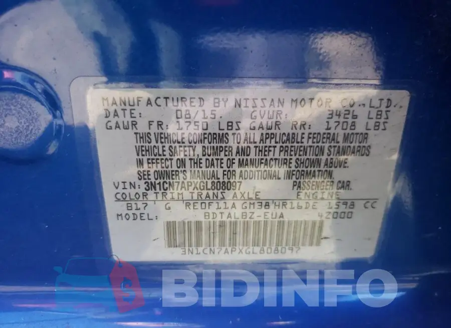 3N1CN7APXGL808097 Photo# 12