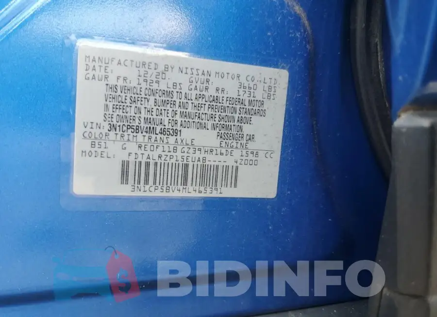 3N1CP5BV4ML465391 Photo# 12