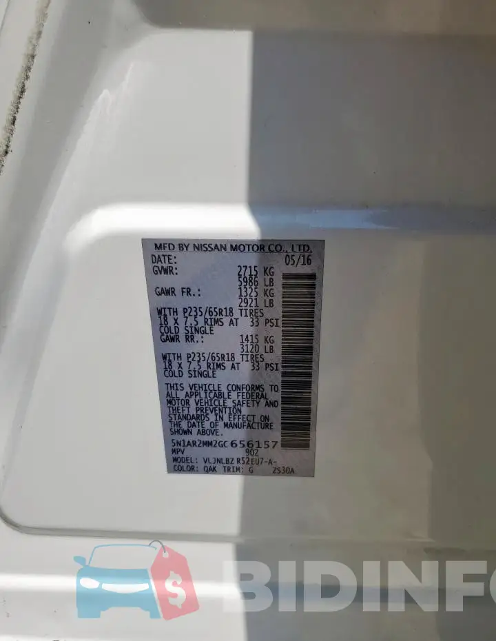 5N1AR2MM2GC656157 Photo# 13