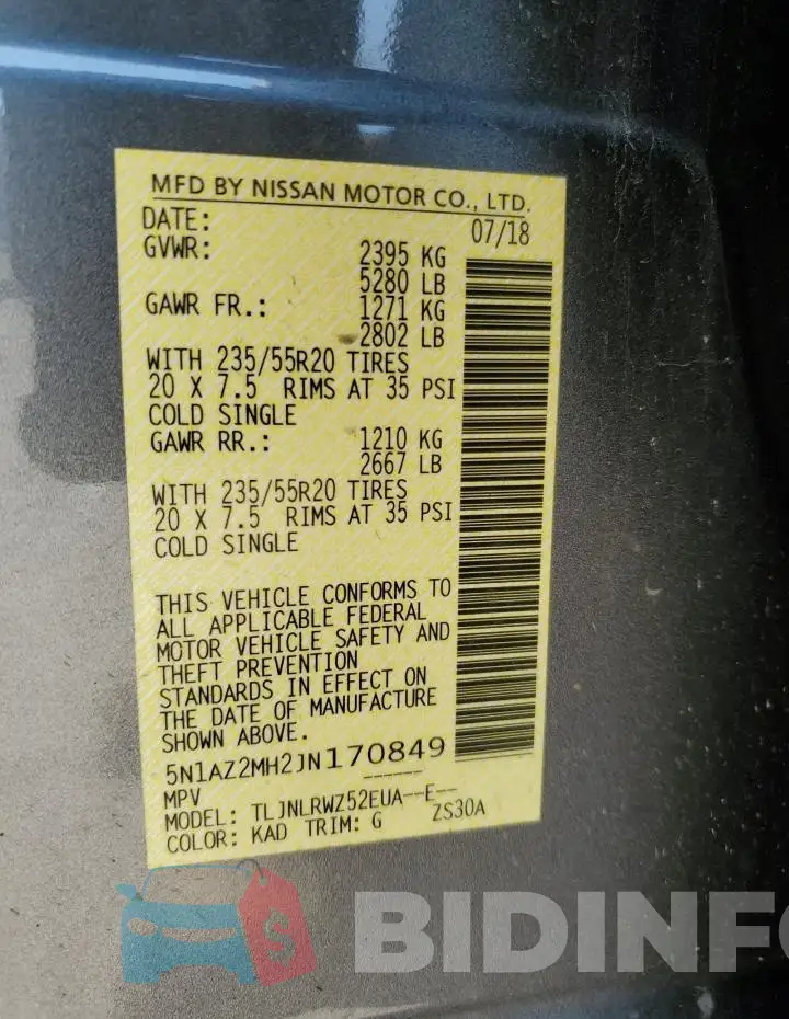 5N1AZ2MH2JN170849 Photo# 13