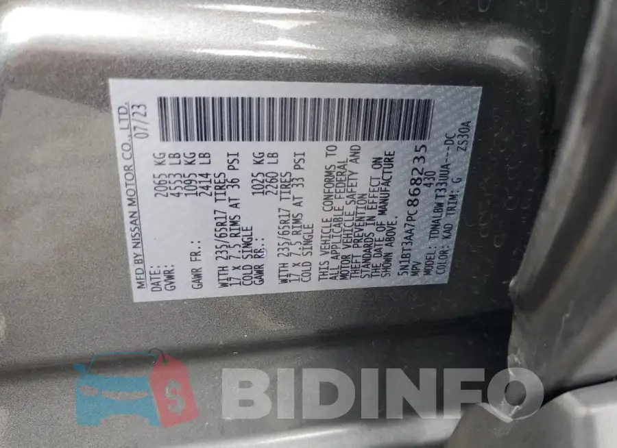 5N1BT3AA7PC868235 Photo# 13