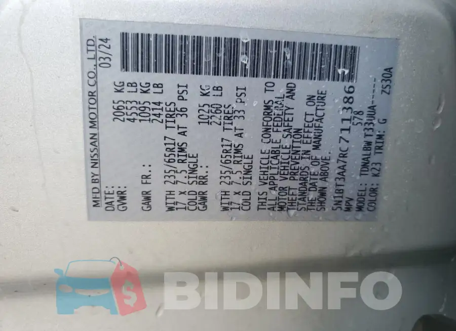 5N1BT3AA7RC711386 Photo# 14