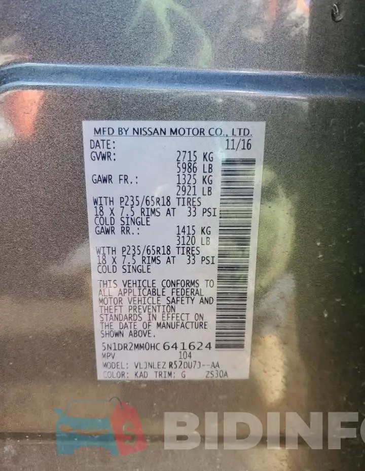 5N1DR2MM0HC641624 Photo# 13