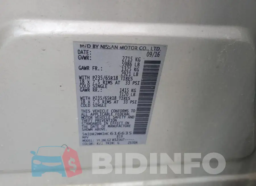 5N1DR2MM1HC616635 Photo# 14
