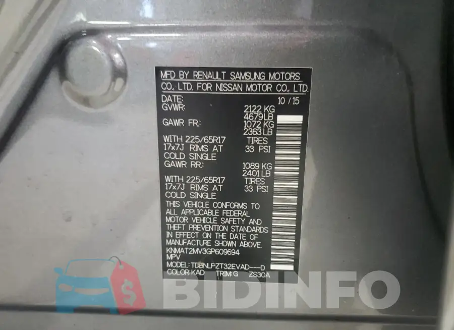 KNMAT2MV3GP609694 Photo# 13