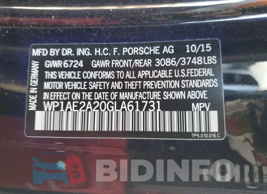 WP1AE2A20GLA61731 Photo# 13