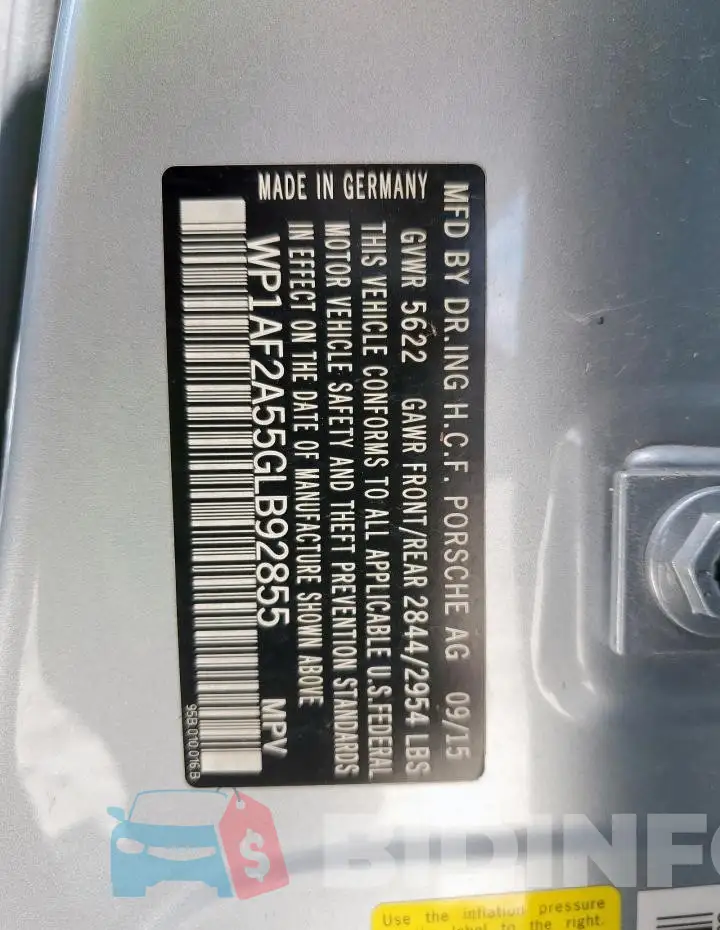 WP1AF2A55GLB92855 Photo# 13
