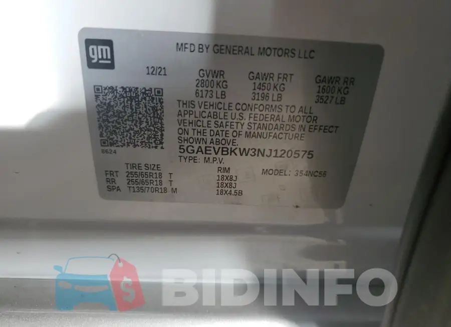 5GAEVBKW3NJ120575 Photo# 14