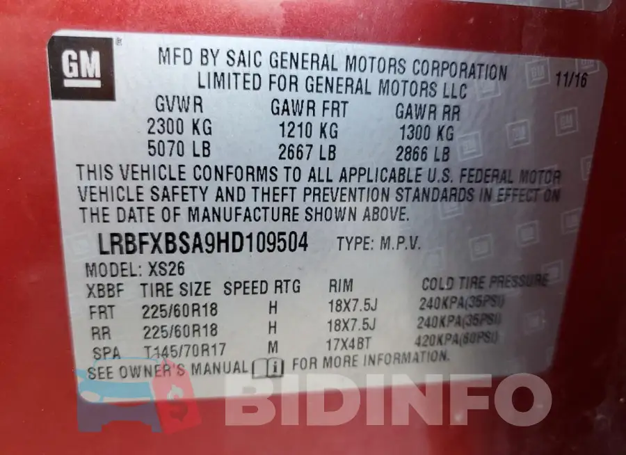 LRBFXBSA9HD109504 Photo# 13