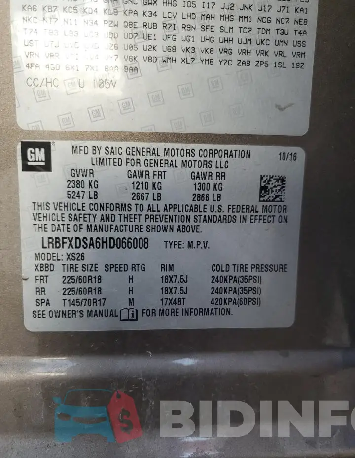 LRBFXDSA6HD066008 Photo# 13