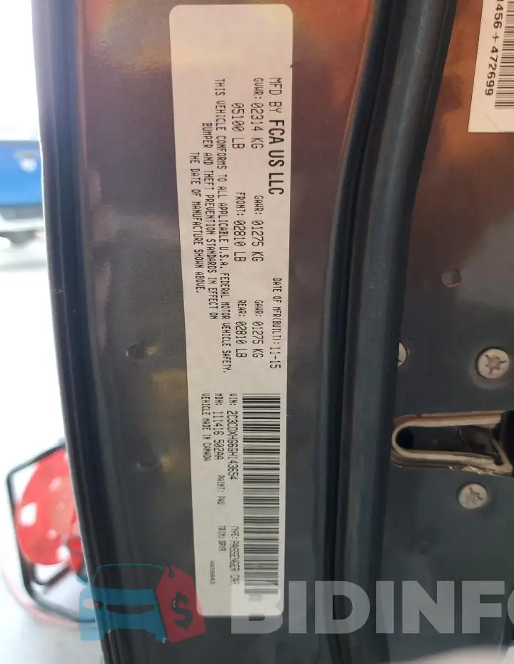 2C3CDXHG6GH143654 Photo# 12