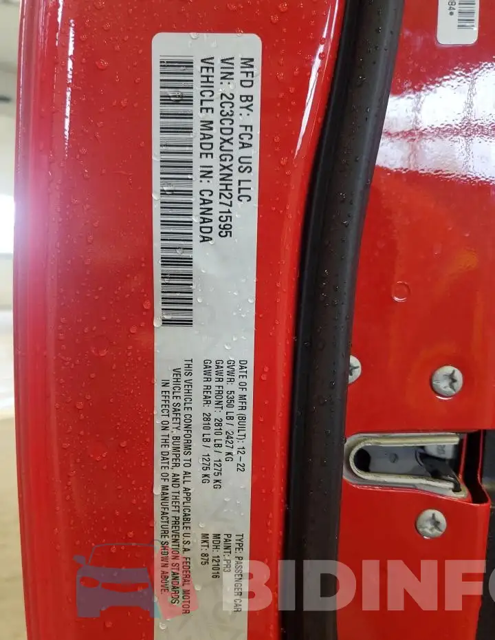 2C3CDXJGXNH271595 Photo# 12