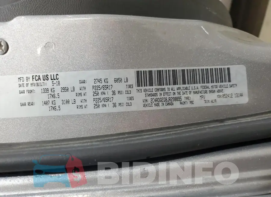 2C4RDGEG8JR298895 Photo# 14