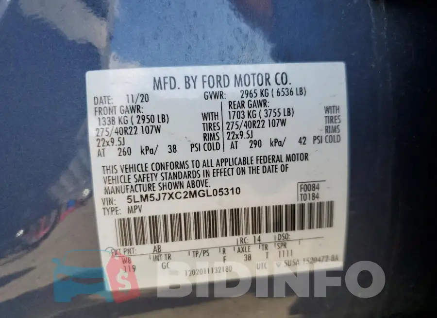 5LM5J7XC2MGL05310 Photo# 14