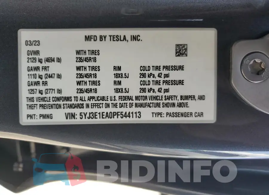 5YJ3E1EA0PF544113 Photo# 12