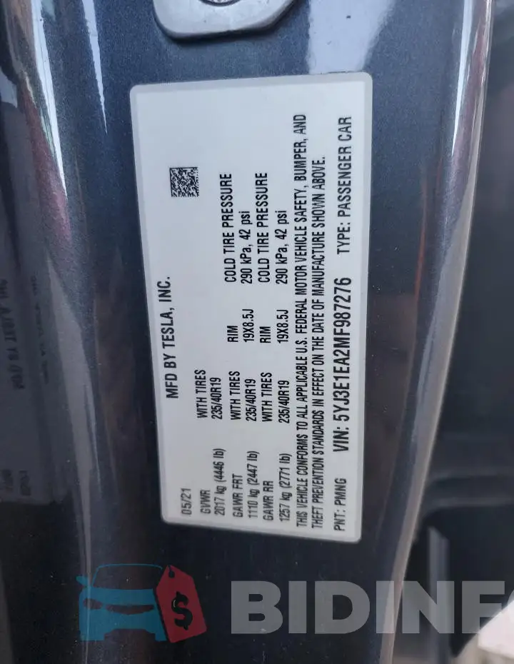 5YJ3E1EA2MF987276 Photo# 12