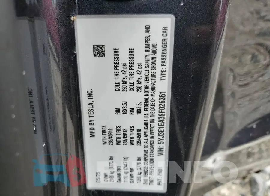 5YJ3E1EA3SF026361 Photo# 13