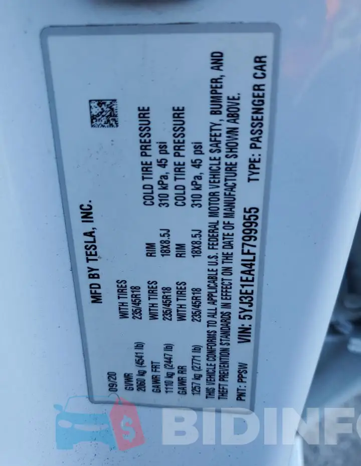 5YJ3E1EA4LF799955 Photo# 12