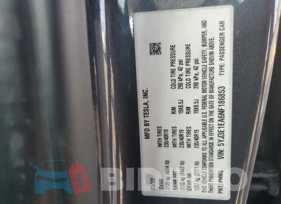 5YJ3E1EA6NF186853 Photo# 12
