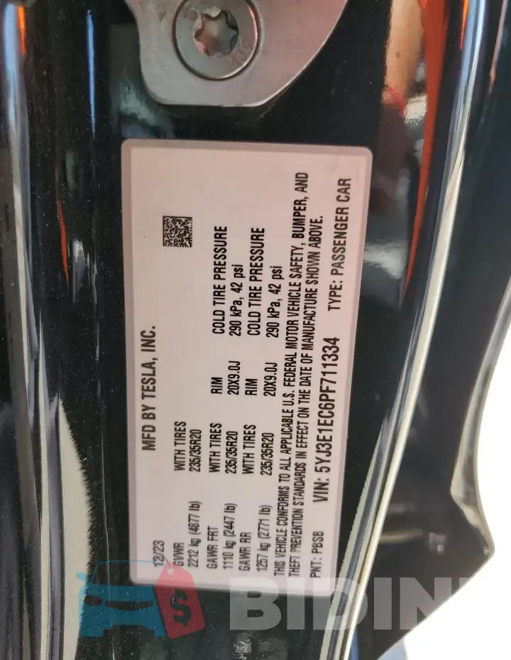 5YJ3E1EC6PF711334 Photo# 12