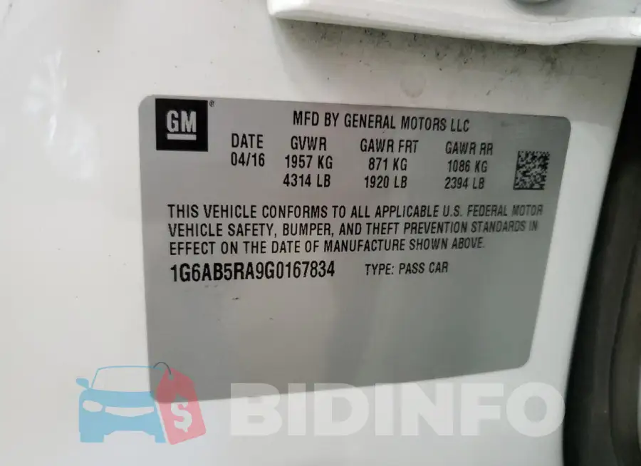 1G6AB5RA9G0167834 Photo# 12
