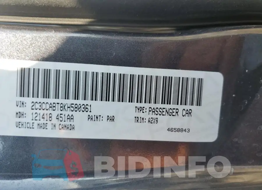2C3CCABT8KH580361 Photo# 12