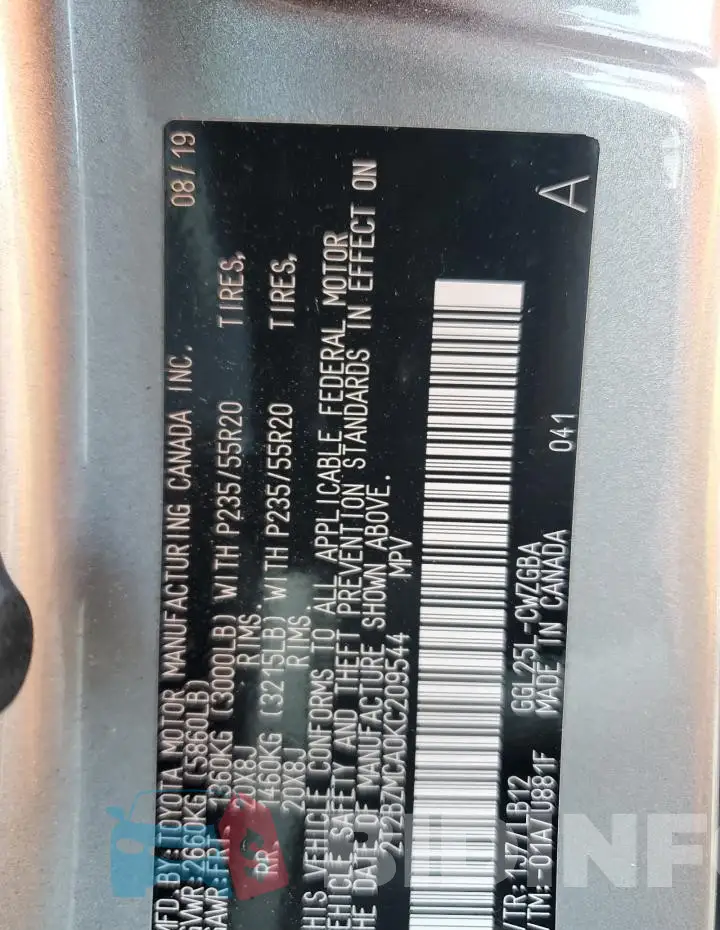 2T2BZMCA0KC209544 Photo# 14