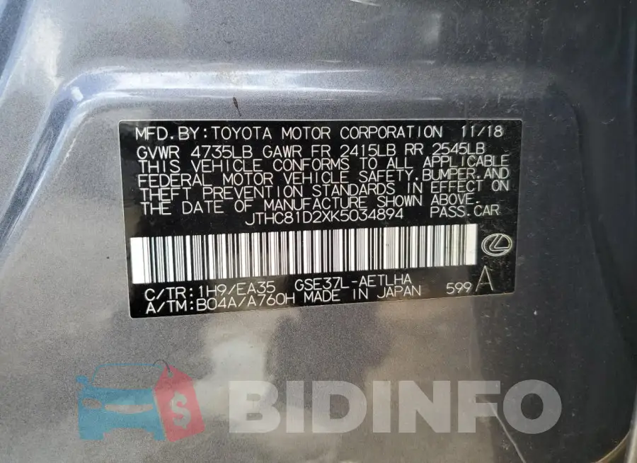 JTHC81D2XK5034894 Photo# 13