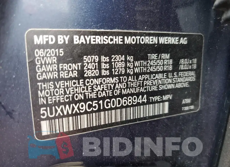 5UXWX9C51G0D68944 Photo# 14