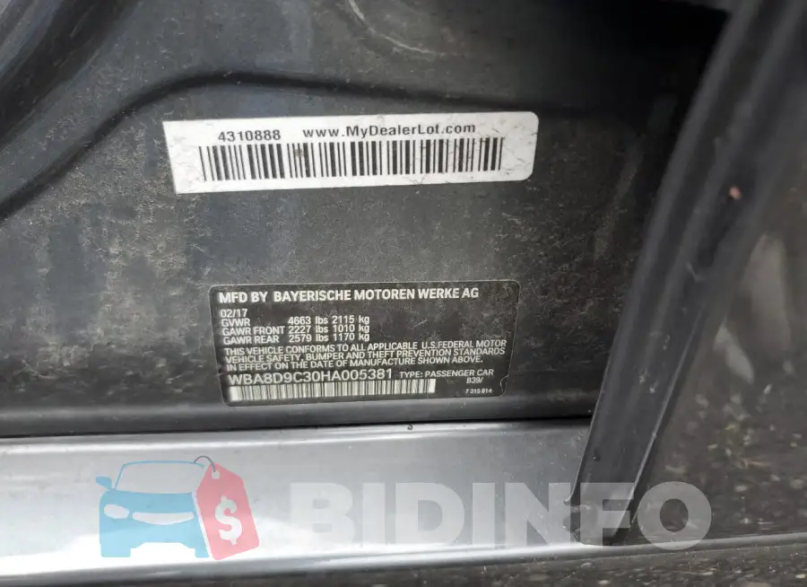 WBA8D9C30HA005381 Photo# 13