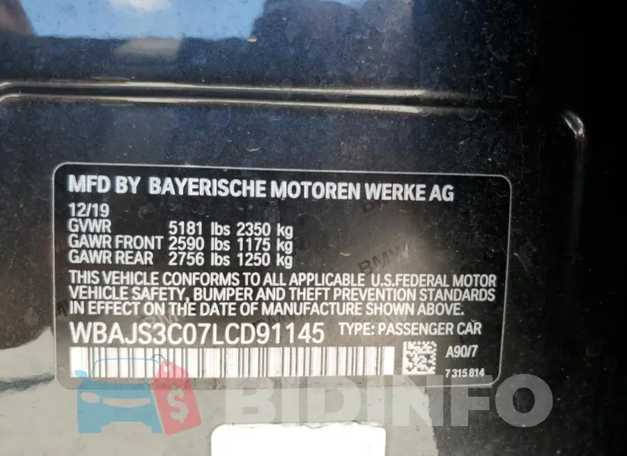 WBAJS3C07LCD91145 Photo# 13