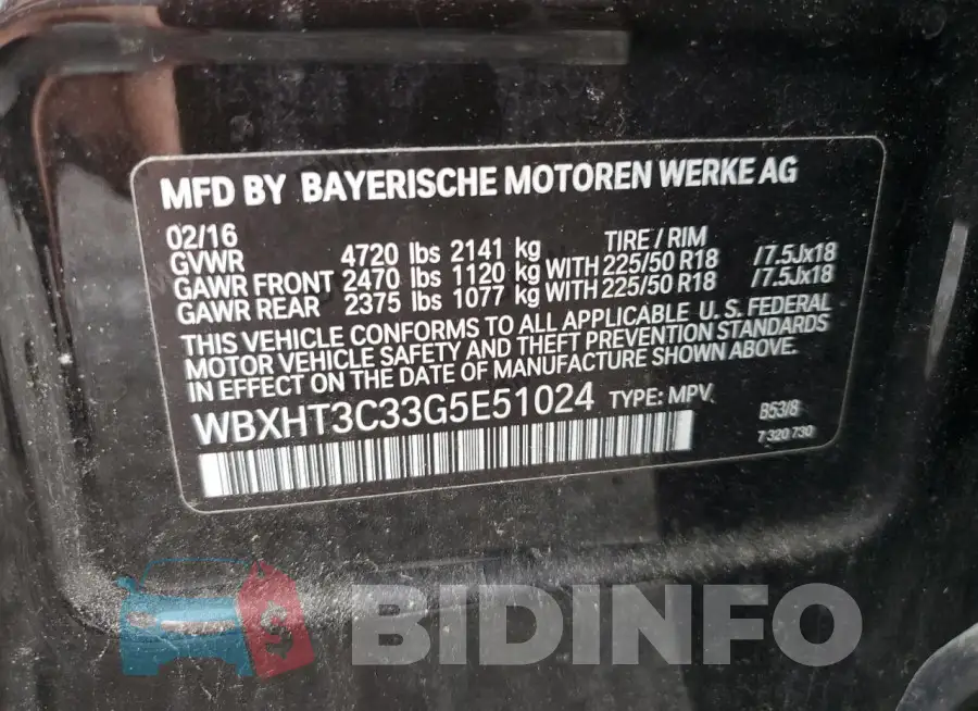 WBXHT3C33G5E51024 Photo# 13