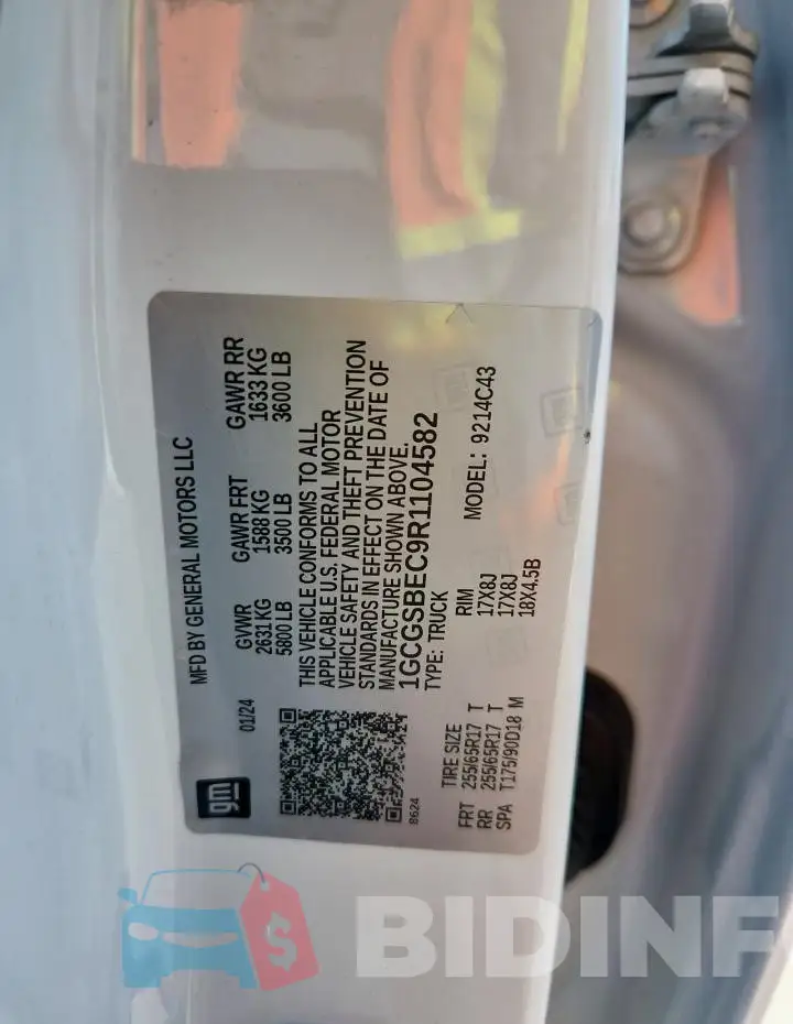 1GCGSBEC9R1104582 Photo# 12