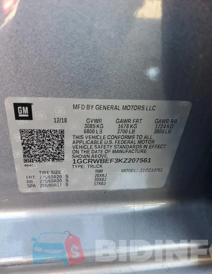 1GCRWBEF3KZ207561 Photo# 12
