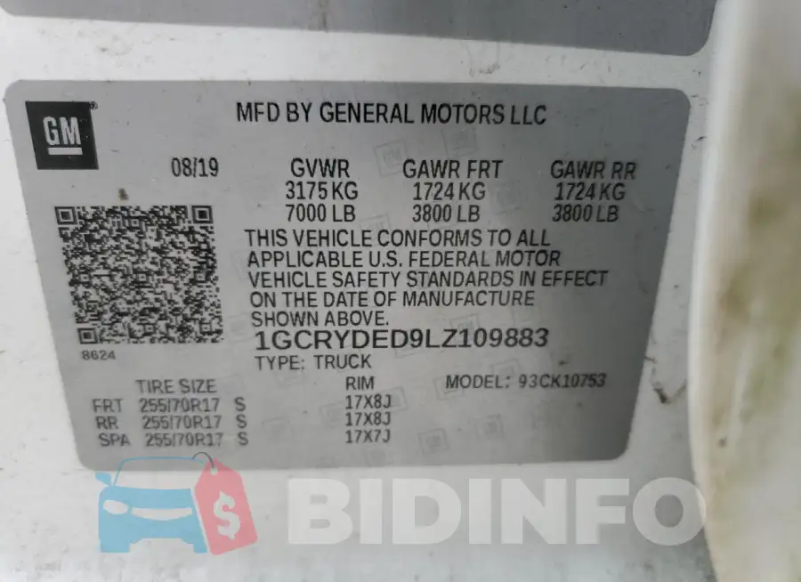 1GCRYDED9LZ109883 Photo# 12