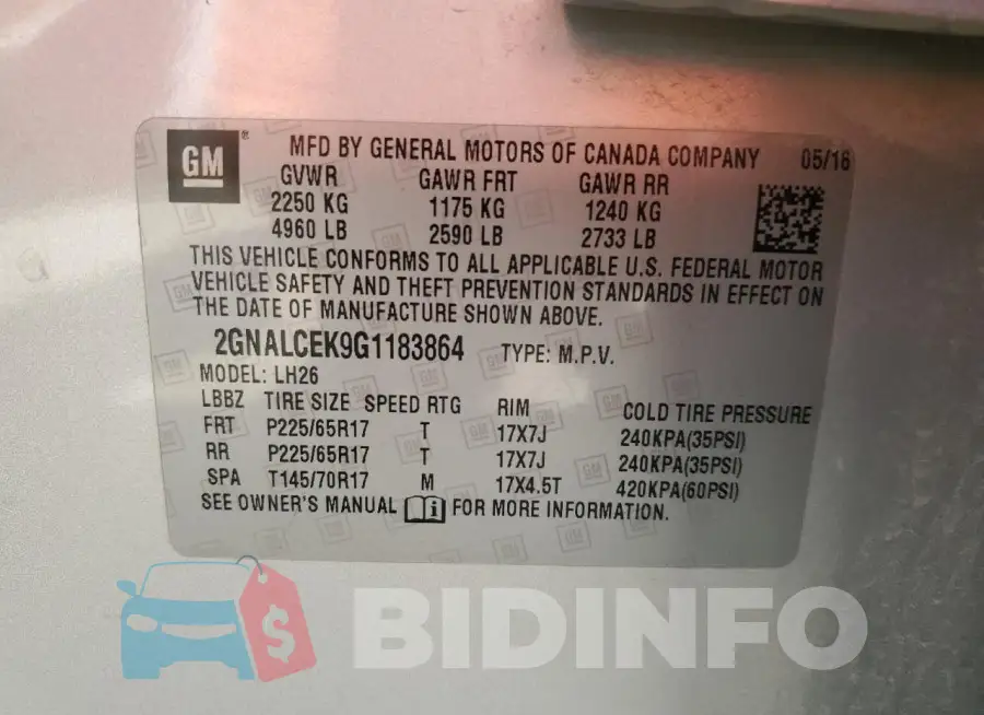 2GNALCEK9G1183864 Photo# 12