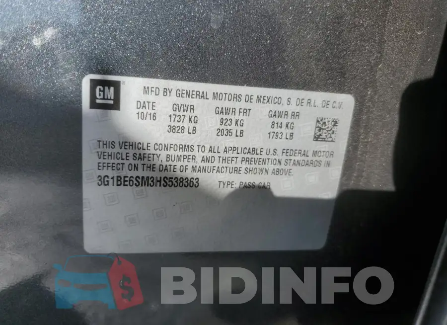 3G1BE6SM3HS538363 Photo# 13
