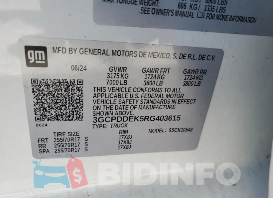 3GCPDDEK5RG403615 Photo# 12
