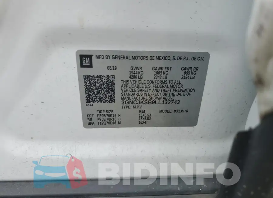 3GNCJKSB9LL132743 Photo# 13