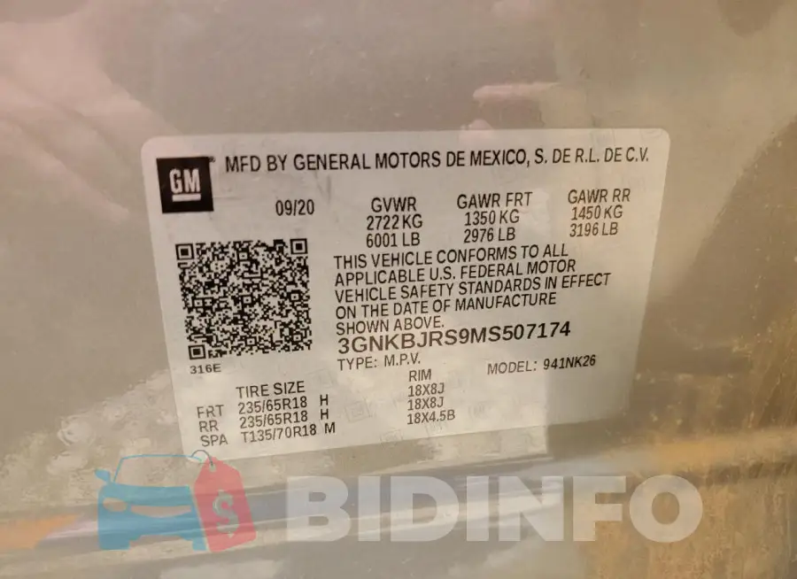 3GNKBJRS9MS507174 Photo# 13